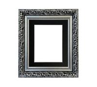 FRAMES BY POST Large Dahlia Silver Picture Photo Frame with Black Mount A4 Image Size 10 x 6 Inch