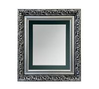 FRAMES BY POST Large Dahlia Silver Picture Photo Frame with Dark Green Mount 7 x 5 Image Size 5 x 3.5 Inch