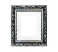 FRAMES BY POST Large Dahlia Silver Picture Photo Frame with White Mount 50 x 40 cm Image Size 16 x 12 Inch Plastic Glass