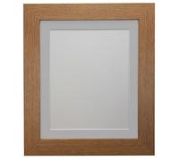 FRAMES BY POST "London Oak Picture Photo Poster Frame with 16 x 12-Inch Light Grey Mount for Picture Size 12 x 8-Inch, Oak with Light Grey Mount, 39 x 15 mm