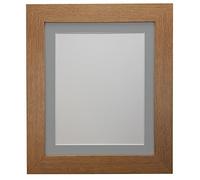 FRAMES BY POST "London Oak Picture Photo Poster Frame with 50 x 40 cm Dark Grey Mount for Plastic Glass Picture Size 40 x 30 cm, Oak with Dark Grey Mount, 39 x 15 mm