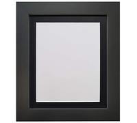 FRAMES BY POST London Picture Photo Frame, Plastic Glass, Black with Black Mount, 30 x 24 Image Size 24 x 16 Inch