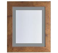 FRAMES BY POST London Picture Photo Frame, Vintage Wood with Dark Grey Mount, 12 x 10 Image Size 10 x 8 Inches