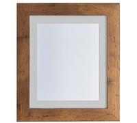 FRAMES BY POST London Picture Photo Frame, Vintage Wood with Light Grey Mount, 9 x 7 Image Size 7 x 5 Inches