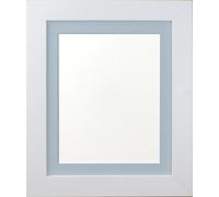 FRAMES BY POST London Picture Photo Frame, White with Blue Mount, 18 x 14 Image Size 14 x 11 Inches