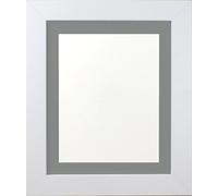 FRAMES BY POST London Picture Photo Frame, White with Dark Grey Mount, 18 x 12 Image Size 14 x 8 Inches