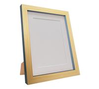 FRAMES BY POST Magnus Picture Photo Frame, Recycled Plastic, Beech and Dark Grey with White Mount, 7 x 5-Inch/Image Size 5 x 3.5-Inch