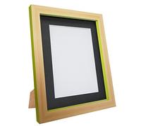 FRAMES BY POST Magnus Picture Photo Frame, Recycled Plastic, Beech and Green with Black Mount, 18 x 14-Inch/Image Size 14 x 11-Inch