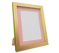 FRAMES BY POST Magnus Picture Photo Frame, Recycled Plastic, Beech and Green with Pink Mount, 14 x 11-Inch/Image Size 10 x 8-Inch