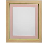 FRAMES BY POST Magnus Picture Photo Frame, Recycled Plastic, Beech and Green with Pink Mount, 8 x 8-Inch/Image Size 5 x 5-Inch
