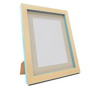 FRAMES BY POST Magnus Picture Photo Frame, Recycled Plastic, Beech/Teal Blue, Size A2, Image Size A3