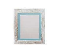 Frames By Post Metro Distressed White Frame With Blue Mount For Image Size 40 X 30 Cm