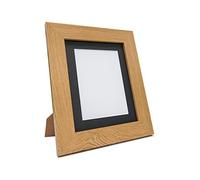 FRAMES BY POST Metro Oak Photo Picture Poster Frame with Black Mount Plastic Glass 8" x 8" For Pic Size 5" x 5"