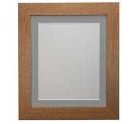 FRAMES BY POST Metro Oak Photo Picture Poster Frame with Dark Grey Mount Plastic Glass 16" x 12" For Pic Size 12" x 8"
