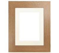 FRAMES BY POST Metro Oak Photo Picture Poster Frame with Ivory Mount Plastic Glass A1 For Pic Size A2