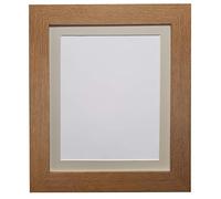 FRAMES BY POST Metro Oak Photo Picture Poster Frame with Light Grey Mount Plastic Glass 40 x 40cm For Pic Size 12" x 12"