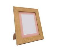 FRAMES BY POST Metro Oak Photo Picture Poster Frame with Pink Mount Plastic Glass 9" x 7" For Pic Size 6" x 4"