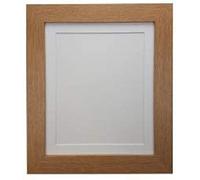 FRAMES BY POST Metro Oak Photo Picture Poster Frame with White Mount Plastic Glass 18" x 14" For Pic Size 14" x 11"