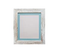 FRAMES BY POST Metro Picture Photo Frame Distressed White with Blue Mount A3 Image Size A4 Plastic Glass