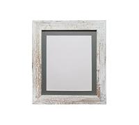 FRAMES BY POST Metro Picture Photo Frame Distressed White with Dark Grey Mount 50 x 40 cm Image Size 16 x 12 Inch Plastic Glass