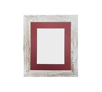 FRAMES BY POST Metro Picture Photo Frame Distressed White with Red Mount 20 x 16 Inch Image Size A3 Plastic Glass