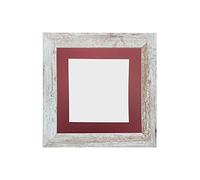 FRAMES BY POST Metro Picture Photo Frame Distressed White with Red Mount 8 x 8 Image Size 5 x 5 Inch