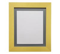 FRAMES BY POST Metro Picture Photo Frame Gold with Dark Grey Mount 40 x 40 cm Image Size 12 x 12 Inch Plastic Glass