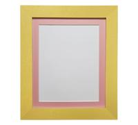 FRAMES BY POST Metro Picture Photo Frame Gold with Pink Mount 40 x 40 cm Image Size 12 x 12 Inch Plastic Glass