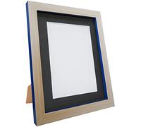 FRAMES BY POST Plastic Glass Magnus Picture Photo and Poster Frame, Recycled, Beech and Cobalt Blue with Black Mount, 30 x 24-Inch/Image Size A2