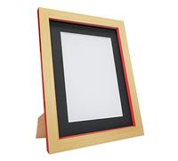 FRAMES BY POST Plastic Glass Magnus Picture Photo and Poster Frame, Recycled, Beech and Red with Black Mount, A2/Image Size A3