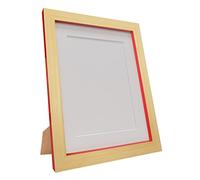FRAMES BY POST Plastic Glass Magnus Picture Photo and Poster Frame, Recycled, Beech and Red with White Mount, 50 x 40-Inch/Image Size A3