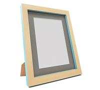 FRAMES BY POST Plastic Glass Magnus Picture Photo and Poster Frame, Recycled, Beech and Teal Blue with Dark Grey Mount, 30 x 24-Inch/Image Size A2