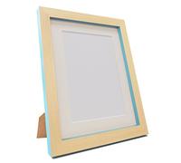 FRAMES BY POST Plastic Glass Magnus Picture Photo and Poster Frame, Recycled Plastic, Beech and Teal Blue with Ivory Mount, 20 x 16-Inch/Image Size A3