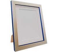 FRAMES BY POST Plastic Glass Magnus Picture Photo Frame, Recycled, Beech and Cobalt Blue with White Mount, 24 x 18-Inch/Image Size 18 x 12-Inch