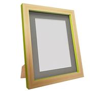FRAMES BY POST Plastic Glass Magnus Picture Photo Frame, Recycled, Beech and Green with Dark Grey Mount, 50 x 40 cm/Image Size 16 x 12-Inch