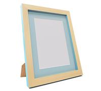 FRAMES BY POST Plastic Glass Magnus Picture Photo Frame, Recycled, Beech and Teal Blue with Blue Mount, 30 x 24-Inch/Image Size 24 x 20-Inch