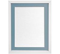 FRAMES BY POST Rio Picture Photo and Poster Frame, MDF Wood, White with Blue Mount, 50 x 40 cm Image Size A3