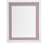 FRAMES BY POST Rio Picture Photo and Poster Frame, MDF Wood, White with Pink Mount, 50 x 40 cm Image Size A3