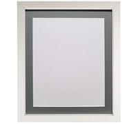 FRAMES BY POST Rio Picture Photo Frame, MDF Wood, White with Dark Grey Mount, 12 x 10 Inch Image Size 10 x 8 Inch Plastic Glass