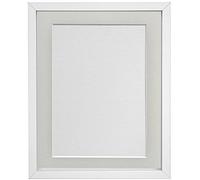 FRAMES BY POST Rio Picture Photo Frame, MDF Wood, White with Light Grey Mount, 40 x 30 cm Image Size 12 x 10 Inches