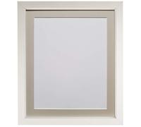 FRAMES BY POST Rio Picture Photo Frame, MDF Wood, White with Light Grey Mount, A4 Inch Image Size 9 x 6 Inch Plastic Glass