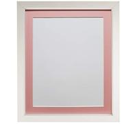 FRAMES BY POST Rio Picture Photo Frame, MDF Wood, White with Pink Mount, 12 x 12 Inch Image Size 10 x 10 Inch Plastic Glass