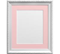FRAMES BY POST Rio Picture Photo Frame, MDF Wood, White with Pink Mount, 30 x 30 cm Image Size 8 x 8 Inches