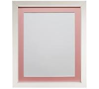 FRAMES BY POST Rio Picture Photo Frame, MDF Wood, White with Pink Mount, A3 Inches Image Size A4