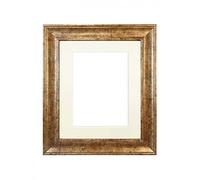 FRAMES BY POST Scandi Antique Gold Picture Photo Frame with Ivory Mount A1 Image Size A2 Plastic Glass