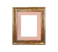FRAMES BY POST Scandi Antique Gold Picture Photo Frame with Pink Mount 6 x 4 Image Size 4.5 x 2.5 Inch