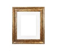 FRAMES BY POST Scandi Antique Gold Picture Photo Frame with White Mount 50 x 40 cm Image Size 15 x 10 Inch Plastic Glass