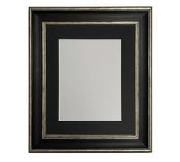 FRAMES BY POST Scandi Black & Distressed Silver Picture Photo Frame with Black Mount A3 Image Size A4