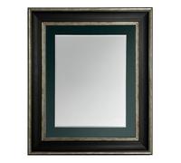 FRAMES BY POST Scandi Black & Distressed Silver Picture Photo Frame with Dark Green Mount 14 x 11 Image Size 12 x 8