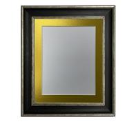 FRAMES BY POST Scandi Black & Distressed Silver Picture Photo Frame with Gold Mount 40 x 50 cm Image Size 16 x 12